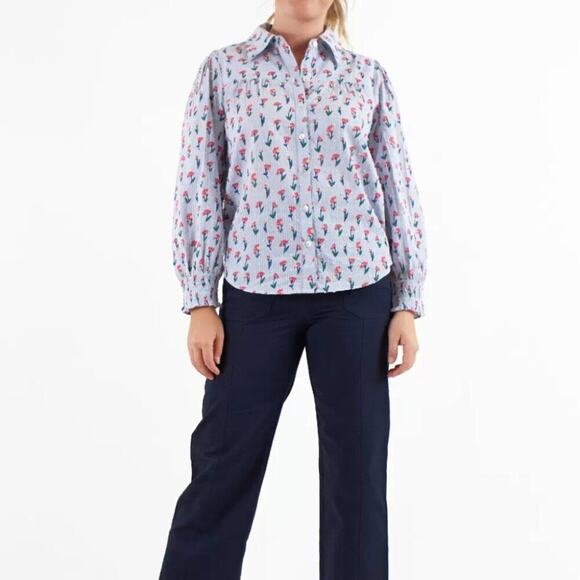 Roller Rabbit Lerida Noemie Floral Cotton Button Down Shirt Top Anthropologie XL - Picture 7 of 7